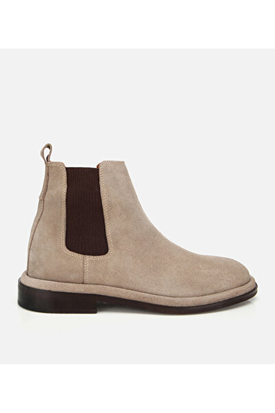 Hotiç Erkek Süet Deri Bej Lastik Detaylı Chelsea Bot