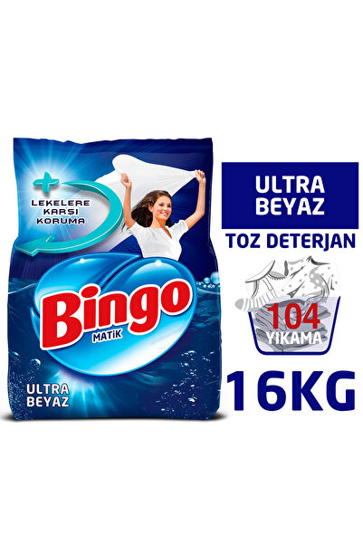 Bingo Matik Toz Çamaşır Deterjanı 4 kg Ultra Beyaz 4'lü