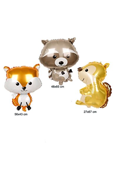 partidolu 3 قطع بالون فويل على شكل سنجاب ثعلب راكون