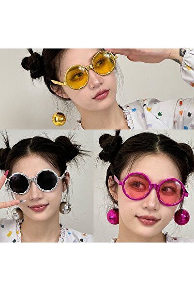 partidolu نظارات ريترو راكنج ديسكو بولز باللون الوردي والفضي والذهبي، قطعتان،...