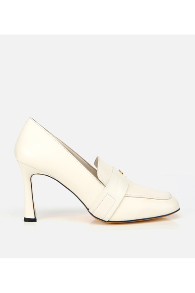 Hotiç Kadın Deri Ekru Yumuşak Dokulu Gold Detaylı Topuklu Stiletto