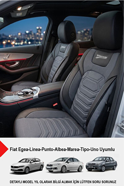 GM-DESIGN Titanium Series Luxury Linen Car Seat Cover (Compatible with Fiat E...