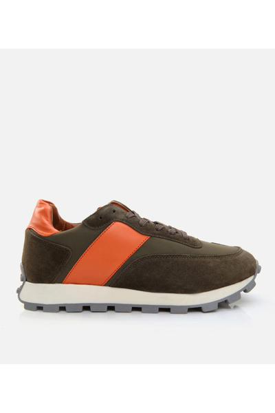 Hotiç Ανδρικά δερμάτινα αθλητικά παπούτσια χακί