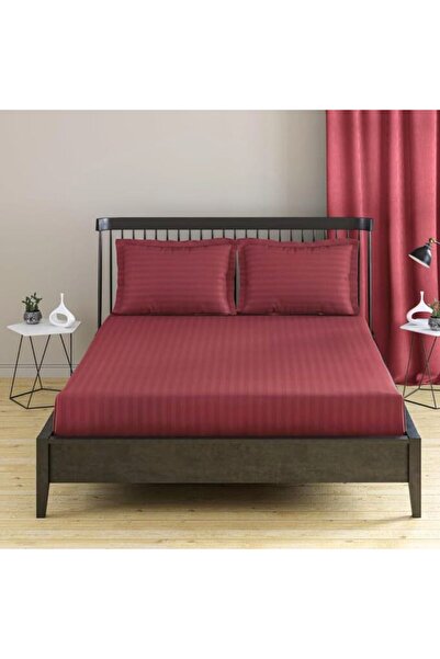 Kotonia Home Cuvertură de pat elastică, 100% bumbac, satin damasc, dungi mări...