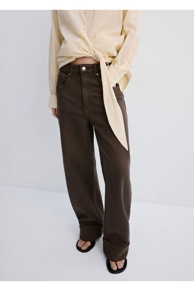 MANGO Woman Paçaları kıvrılmış balon kesim jean