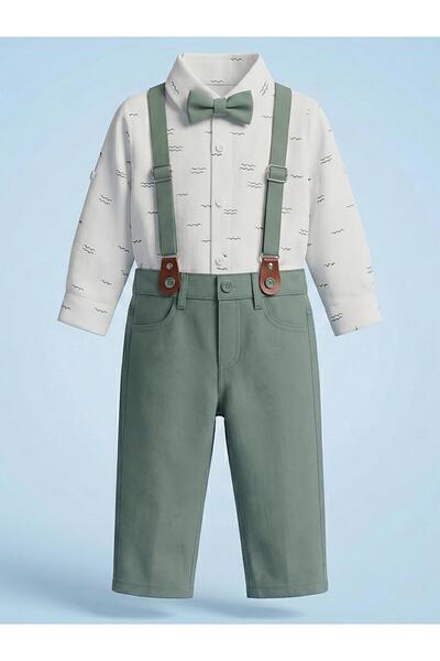 Civil Baby Papyonlu Askılı 6-18 Ay Takım - Haki 9-12 Ay