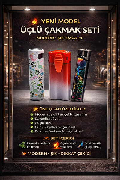 DoğanÇakmak Çakmak 3 lü set jet rüzgar çakmak