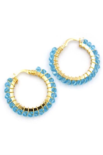 alpotekno أقراط دائرية من الخرز الكريستالي - تركواز