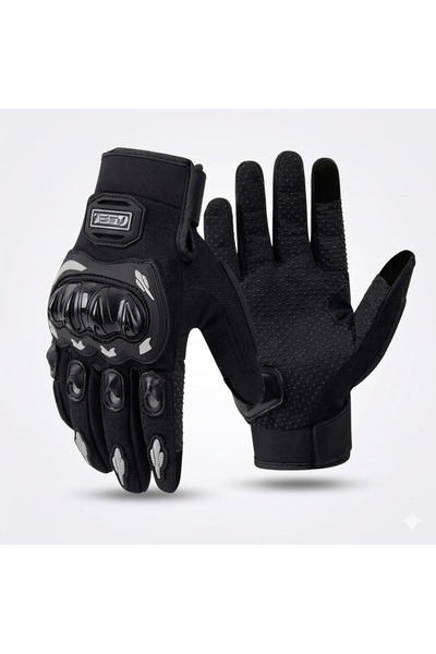 Moonrider Motor eldiveni Kemik Korumalı Siyah Dokunmatik Unisex Motosiklet Eldiveni MR-G1