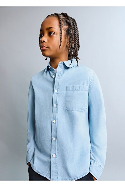 MANGO Kids Pamuklu denim gömlek