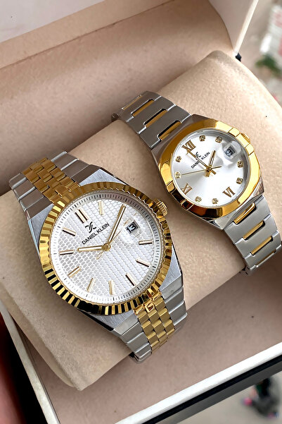 Daniel Klein Orijinal Altın Gümüş Renk Çelik Kordon Çift Sevgili Erkek ve Kad...