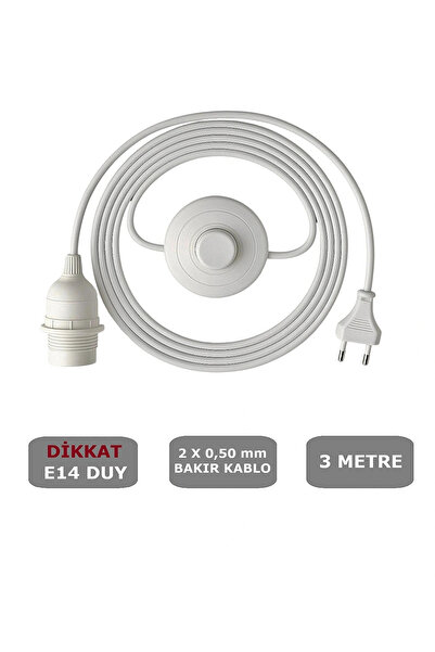 CONANA E14 Duylu 3 Metre Yerpuarlı (AÇ KAPAT ANAHTAR) Fişli Seyyar (2X0,50) (...