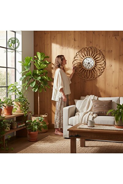 Renesse Home Luanda El Yapımı Rattan Duvar Dekoru 70 cm Detaylı Bohem Duvar Süsü