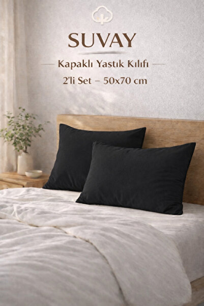 SUVAY 2-pakovanje Jastučnica crna Pamuk pakovanja sa poklopcem 50x70 cm