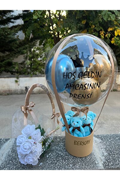 u&b teddy bear flowers Kişiye Özel Yenidoğan Balon Kutusu & Çantada Güller An...