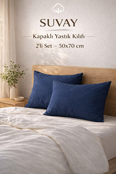 SUVAY 2-pakovanje Jastučnica tamnoplave Pamuk pakovanja sa poklopcem 50x70 cm