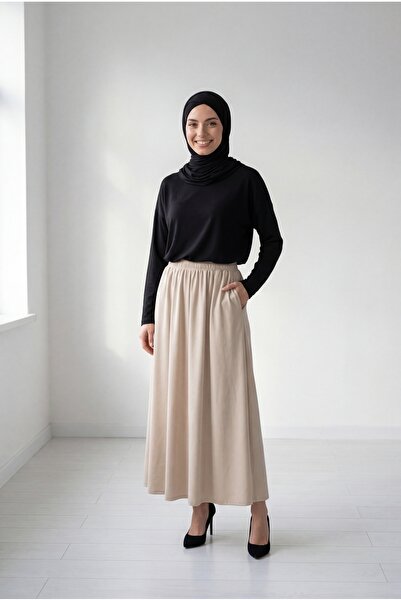 BENAHOLL Buğlem Çift Cepli Parçalı Etek-BY5036.1 Taş