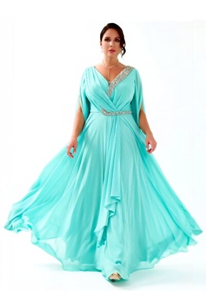 SANİSE Büyük Beden Uzun Abiye Elbise