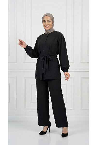 BENAHOLL Ελαστικό παντελόνι με ελαφριά μανίκια και κουμπιά μπροστά - BN4401 Μ...