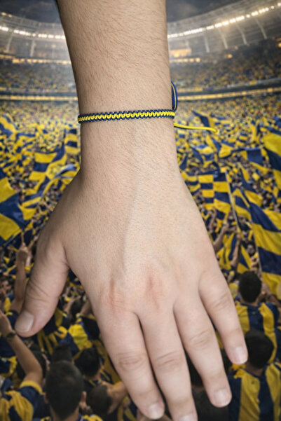asal takı Sarı lacivert fenerbahçe örgü sörfçü bilekliği ayarlanabilir kordon