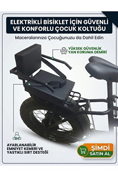 RKS Elektrikli Bisiklet Yan Korumalı Emniyet Kemerli Deri Arka Yolcu Koltuk, ...