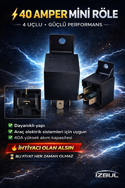 izbul 12V RÖLE 4 UÇLU 40 A (30-85-86-87)Tüm araçlar için