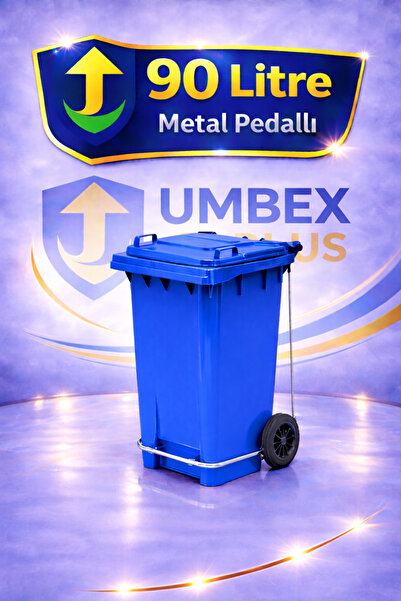 UMBEX PLUS Umbex Tıbbi Atık Plastik Pedallı Çöp Konteyneri 90 Litre Plastik K...