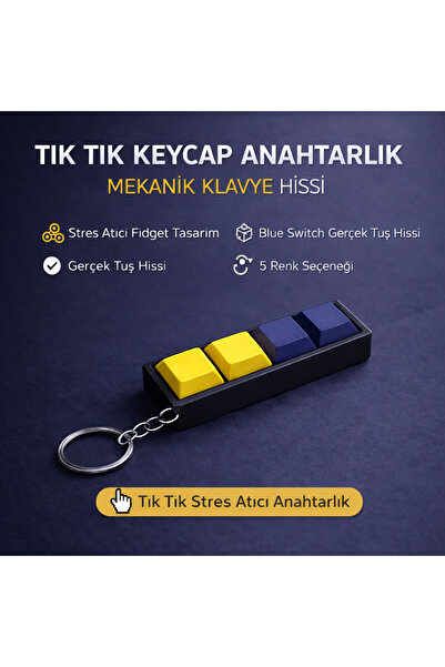 Akıllı Cep Dünyası Sarı Lacivert 4’lü Keycap Tuş Anahtarlık – Blue Switch Mek...