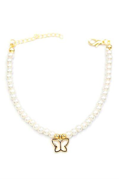 MENESSA سوار لؤلؤ الفراشة - ذهبي