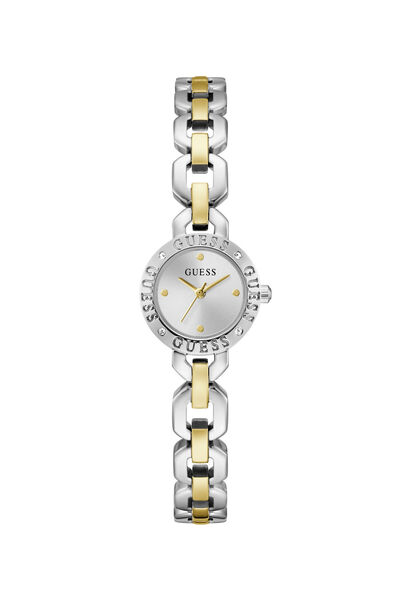 Guess Ladies 2T Silver/Yellow Gold Tone Round Analog Watch