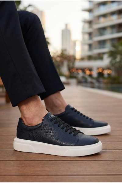 Lufian 111230187 Tommy Casual Δερμάτινα Ανδρικά Παπούτσια Sneaker ΣΚΟΥΡΟ ΜΠΛΕ