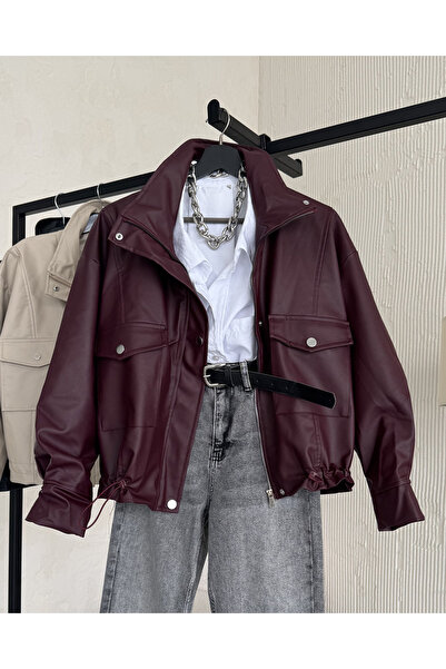 FERZOLAİO سترة جلدية حمراء كلاريت من Spx