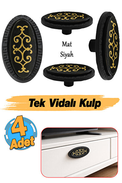 Badem10 Mâner cu buton Palmira Mâner pentru dulap Mâner metalic negru (4 bucă...