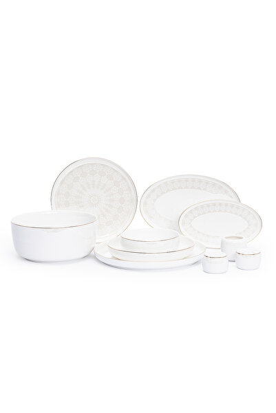 Maxx Doria Solo Pua 12 Kişilik 58 Parça Yuvarlak Bone Porselen Yemek Takımı