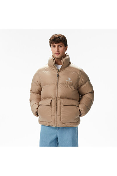 Converse Classic Patch Pocket Erkek Dik Yaka Krem Şişme Mont