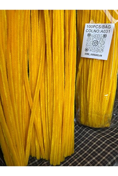 KARAASLAN Koyu Sarı Şönil Renk Kod A031 100 Adet“Dekoratif Şönil Çiçek – Doğu...