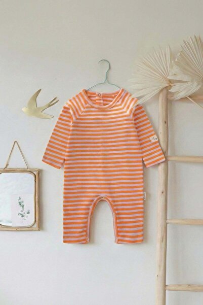 Cigit Salopetă de tricotaj cu dungi 0-3 ani Pudră Piersică