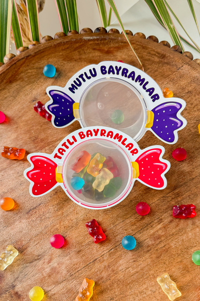 MSticker Bayram Şeker Kutusu 10’lu Set – İyi Bayramlar / Mutlu Bayramlar Kart...