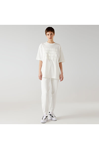 Lacoste Embroidered Women's White Sweatpants