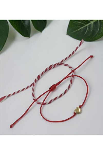 Tralles Takı New Year's Gift Red String Heart Bracelet And Red White Lucky St...