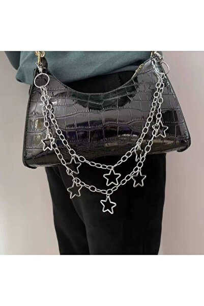 Corvus kolye&bileklik 7-Piece Silver Star Pants and Bag Chains