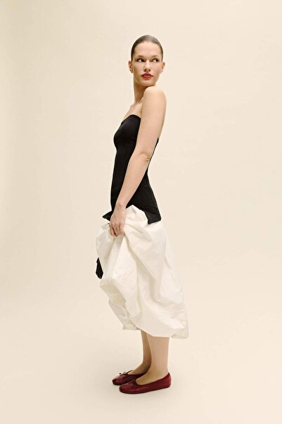 DeFacto Balloon Fit Normal Waist Poplin Midi Skirt H1558Ax26Sp