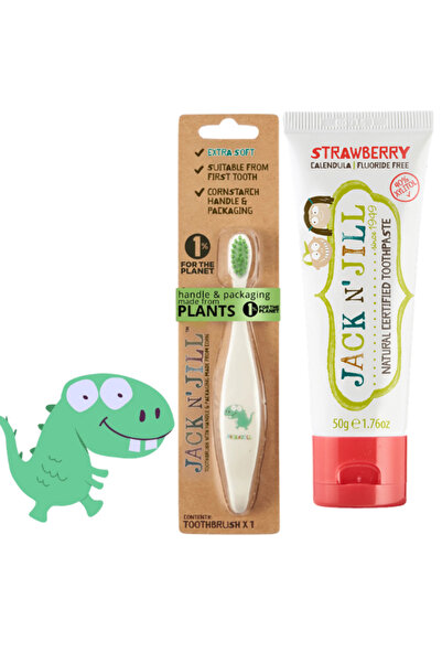 Jack N'Jill Jack N Jill Bebek Çocuk Diş Seti (Dino Diş Fırçası + Çilek Aromal...
