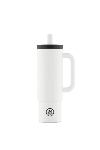 24 Bottles Straw Cup Ice White Pipetli Paslanmaz Çelik Termos 800 ml