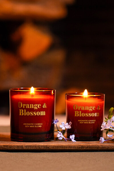 Rakle Glam Orange Blossom Portakal Çiçeği Kokulu 2'li Mum Seti Turuncu 120 gr...