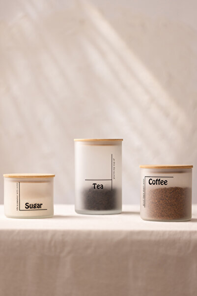 Rakle طقم مرطبانات يومية مكون من 3 مرطبانات باللون الأبيض 1050 سم مكعب/ 600 س...