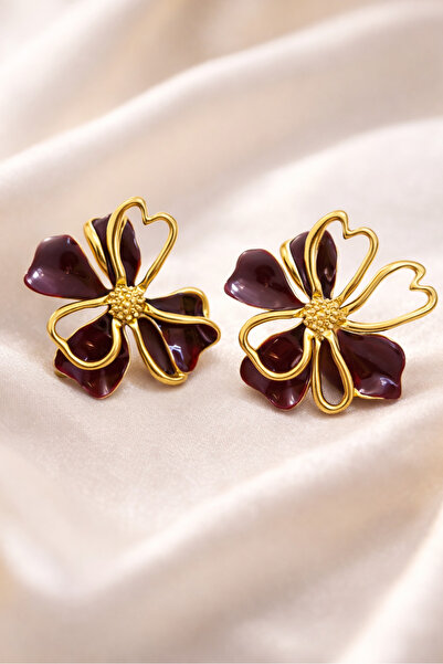 U&Gi Moda Bordo Minerally Embroidered Gold Framed - Vintage Women's Flower Ea...