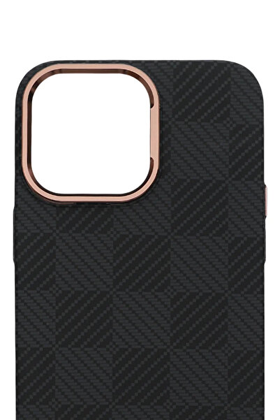 PiyasaSepeti حافظة بيكسل ويف لهاتف آيفون 15 برو ماكس بتصميم شبكي ليلي