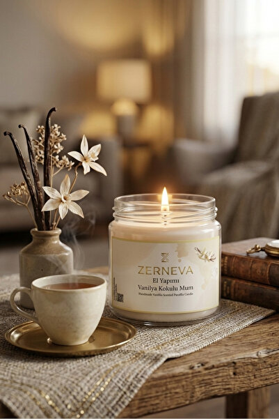 ZERNEVA VANİLYA KOKULU EL YAPIMI MUM / Hediyelik, Özel gün, Kokulu Mum, 300cc...