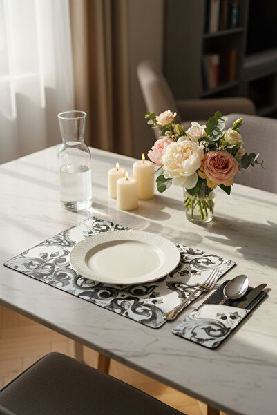 ankara menü Barok cu model piele suport pentru farfurii și set de suporturi p...